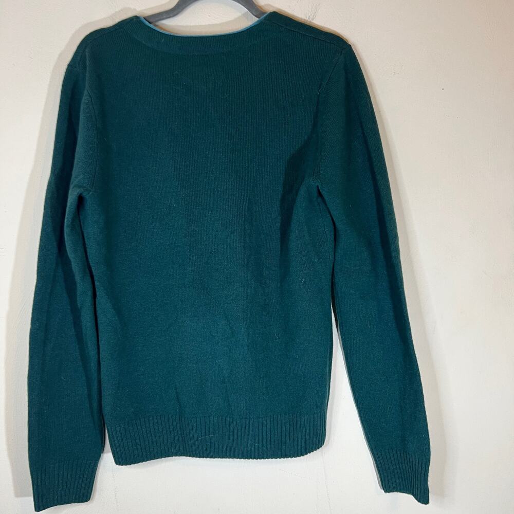 Penguin men’s Lambswool Cardigan Sz Small Green Blue Trim Eclectic Grandpa